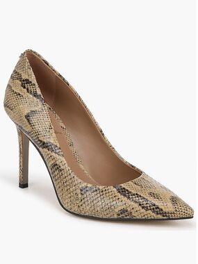 Sam Edelman Hazel 7.5 Wide Beige Snake-Print Pointed-Toe Stiletto